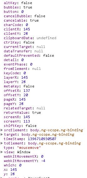 mousemove event propertiea of event object