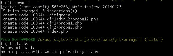 Git commit output