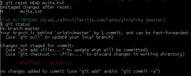 git reset head